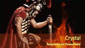  Presentation with ancient roman - PPT theme enhanced with ancient roman warrior - portrait of a legionary soldier background and a tawny brown colored foreground
