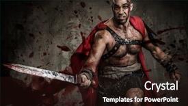 Presentation with gladiator - PPT layouts with ancient roman warrior - wounded gladiator attacking with sword background and a wine colored foreground