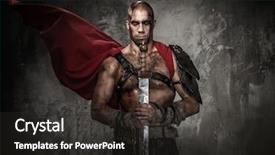  Presentation with gladiator - PPT layouts having ancient roman warrior - wounded gladiator holding sword covered background and a dark gray colored foreground
