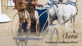  Presentation with gladiators - Presentation design featuring ancient rome - warriors roman chariot background and a coral colored foreground
