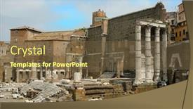  Presentation with forum - Presentation design enhanced with ancient rome in the famous historical site of the roman forum background and a tawny brown colored foreground