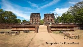  Presentation with ancient ruins - Theme with ancient-royal-palace-ruins-pollonaruwa background and a coral colored foreground