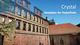  Presentation with zoroastrian ruins of ancient palace - Beautiful theme featuring ancient ruined castle backdrop and a teal colored foreground