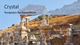  Presentation with ancient ruins - Presentation design featuring ancient ruins in ephesus turkey background and a light blue colored foreground