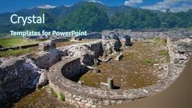  Presentation with ancient greece - Amazing presentation theme having hellenistic - ancient ruins in dion greece backdrop and a ocean colored foreground