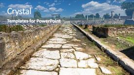  Presentation with ancient greece - Beautiful PPT theme featuring hellenistic - ancient ruins in dion greece backdrop and a teal colored foreground