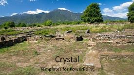  Presentation with ancient greece - Presentation theme having hellenistic - ancient ruins in dion greece background and a coral colored foreground