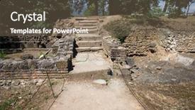  Presentation with ancient greece - PPT theme enhanced with ancient ruins in dion greece background and a violet colored foreground