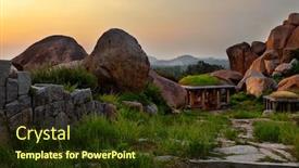  Presentation with ancient ruins - Colorful slides enhanced with ancient-ruins-in-hampi backdrop and a tawny brown colored foreground