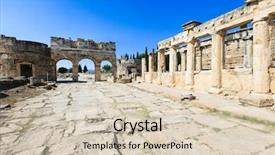  Presentation with ancient ruins - Slide deck having ancient ruins in hierapolis pamukkale background and a lemonade colored foreground