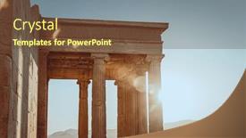  Presentation with ancient greece - PPT theme with ancient-ruins-of-a-columns background and a tawny brown colored foreground