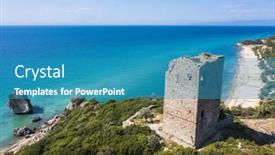  Presentation with ancient ruins - Slide set having ancient-ruins-of-apollonia-tower background and a teal colored foreground