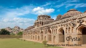  Presentation with hampi - Cool new presentation theme with ancient ruins of elephant stables royal centre hampi karnataka india stitched panorama backdrop and a coral colored foreground