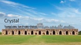  Presentation with hampi - Amazing slides having ancient ruins of elephant stables royal centre hampi karnataka india stitched panorama backdrop and a light blue colored foreground