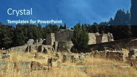  Presentation with ancient greek - Colorful PPT theme enhanced with ancient ruins of greek academy on kos island backdrop and a ocean colored foreground
