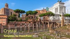  Presentation with forum - Audience pleasing presentation design consisting of ancient ruins of old roman forum and victor emmanuel ii monument in rome italy backdrop and a tawny brown colored foreground