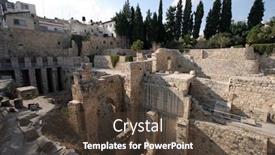  Presentation with quarter - Cool new presentation theme with ancient ruins of pools in the muslim quarter of jerusalem backdrop and a tawny brown colored foreground