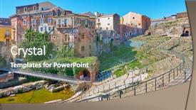  Presentation with old buildings - Cool new slide deck with ancient ruins of roman backdrop and a tawny brown colored foreground