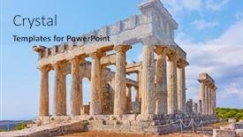  Presentation with ancient greece - Colorful PPT theme enhanced with ancient ruins of temple of aphaea near agia marina town in aegina island saronic islands greece backdrop and a light blue colored foreground