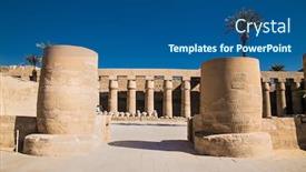  Presentation with ancient ruins - PPT theme consisting of ancient-ruins-of-the-karnak background and a ocean colored foreground