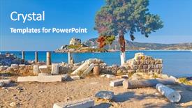 Presentation with ancient greek - Cool new presentation theme with ancient ruins on kos greece backdrop and a teal colored foreground