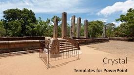  Presentation with ancient ruins - Presentation theme with ancient-ruins-ratnaprasada-pollonaruwa-sri background and a coral colored foreground