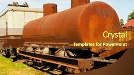  Presentation with rail - Audience pleasing PPT theme consisting of ancient rusty rail tank car backdrop and a tawny brown colored foreground