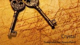  Presentation with ancient scroll paper - Slides enhanced with ancient scroll - old keys on the textured background and a gold colored foreground