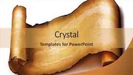  Presentation with ancient scroll - Presentation theme enhanced with ancient scroll isolated on white background and a yellow colored foreground