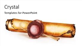  Presentation with ancient scroll - PPT theme consisting of ancient scroll isolated on white background and a white colored foreground