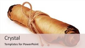  Presentation with ancient - Colorful presentation theme enhanced with ancient scroll isolated on white backdrop and a lemonade colored foreground