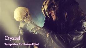  Presentation with shaman - Beautiful presentation theme featuring ancient shaman warrior ethnic costume backdrop and a wine colored foreground