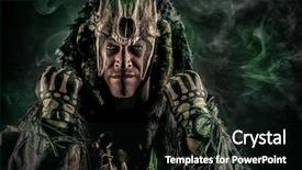  Presentation with shaman - Slides enhanced with ancient shaman warrior ethnic costume background and a black colored foreground