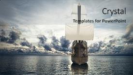  Presentation with ancient ship - Cool new slide set with violet violets flower white isolated backdrop and a tawny brown colored foreground