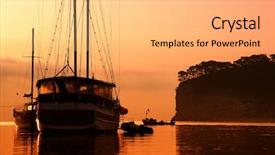  Presentation with ancient ship - Theme consisting of ancient ship in the sea background and a yellow colored foreground