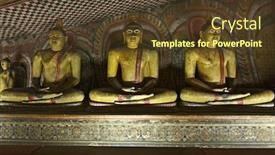  Presentation with caves - Theme consisting of ancient-sitting-buddha-images background and a tawny brown colored foreground
