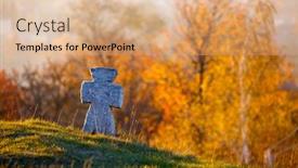  Presentation with rock stone - Theme enhanced with ancient-slavic-stone-crosses background and a coral colored foreground