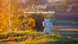  Presentation with rock stone - Amazing PPT layouts having ancient-slavic-stone-crosses backdrop and a coral colored foreground