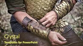  Presentation with armor - Audience pleasing PPT layouts consisting of ancient-soldier-metal-armor-close backdrop and a tawny brown colored foreground