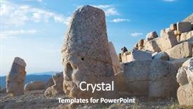  Presentation with mountain top - Theme featuring ancient-statues-on-the-top background and a gray colored foreground