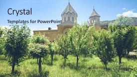  Presentation with armenia - Audience pleasing presentation theme consisting of ancient stone church exploring armenia backdrop and a  colored foreground