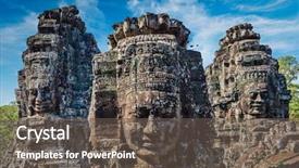  Presentation with faces - Presentation theme enhanced with ancient stone faces of bayon background and a tawny brown colored foreground