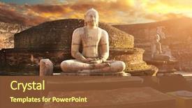  Presentation with buddha - Beautiful presentation theme featuring ancient stone statue backdrop and a tawny brown colored foreground