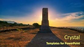  Presentation with sunset beach - Audience pleasing PPT layouts consisting of ancient-stone-tower-in-sunset backdrop and a tawny brown colored foreground