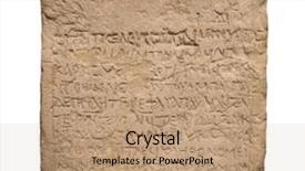  Presentation with ancient greece - Slide deck featuring ancient stones with inscriptions isolated background and a coral colored foreground