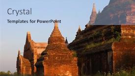  Presentation with myanmar bagan - Audience pleasing theme consisting of ancient-stupas-in-the-bagan backdrop and a light blue colored foreground