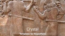  Presentation with ancient - Amazing theme having ancient-sumerian-stone-carving backdrop and a coral colored foreground