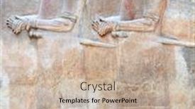  Presentation with ancient - PPT layouts consisting of ancient-sumerian-stone-carving background and a mint green colored foreground