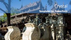  Presentation with golden palace - PPT theme enhanced with ancient-teak-shwenandaw-monastery-golden background and a teal colored foreground