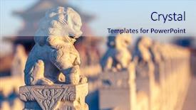  Presentation with lion - Colorful presentation theme enhanced with ancient technology - stone lion sculptures in china backdrop and a sky blue colored foreground
